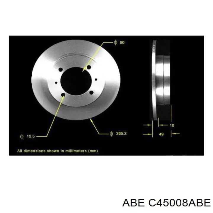 C45008ABE ABE диск гальмівний задній