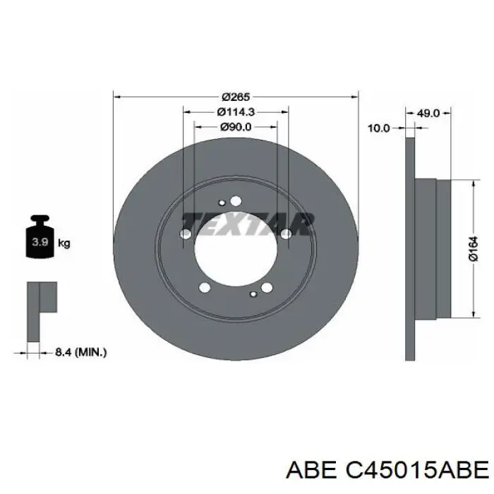 Диск гальмівний задній ABE C45015ABE
