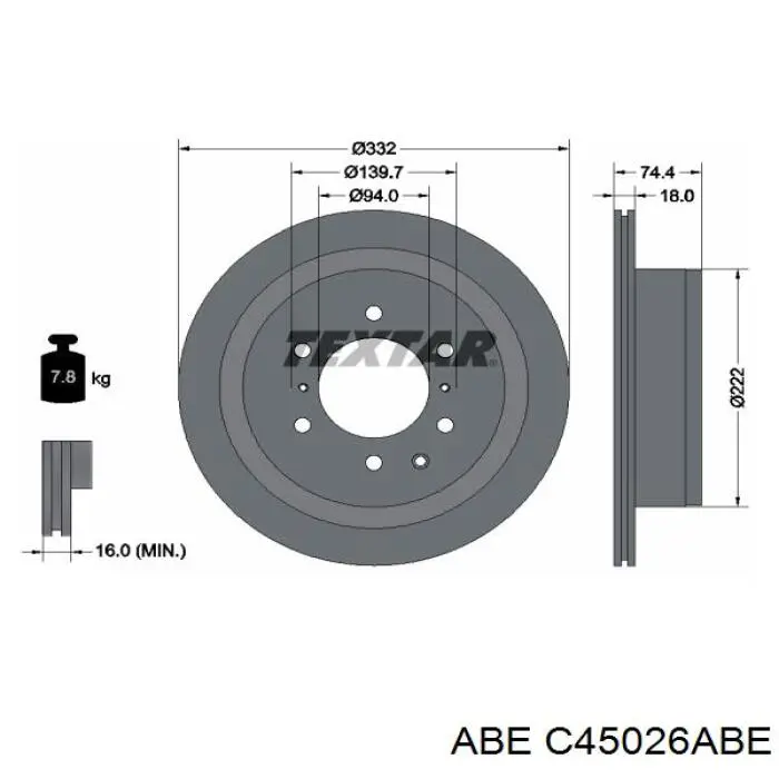 Купити C45026ABE ABE Диск заднього гальма