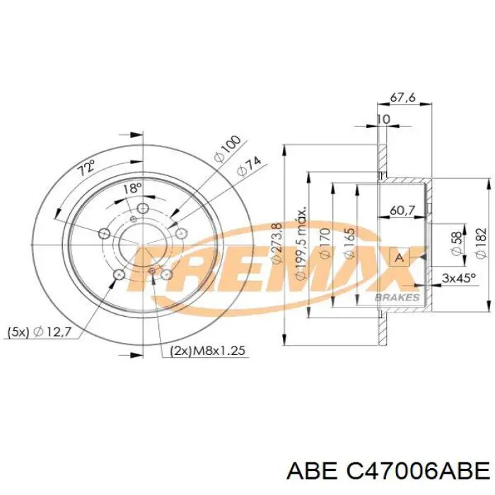 Диск гальмівний задній ABE C47006ABE