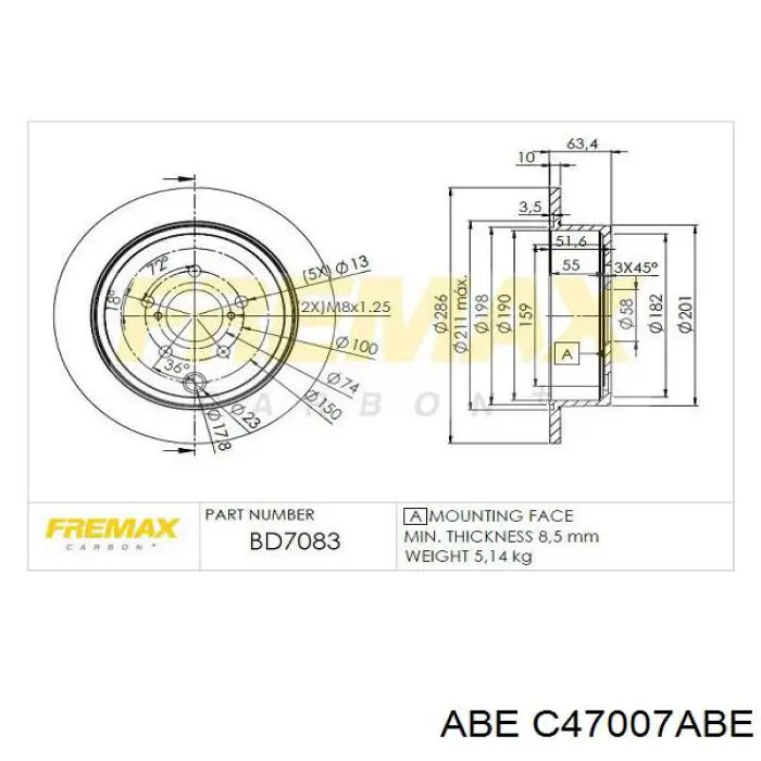 Гальмівні диски C47007ABE ABE