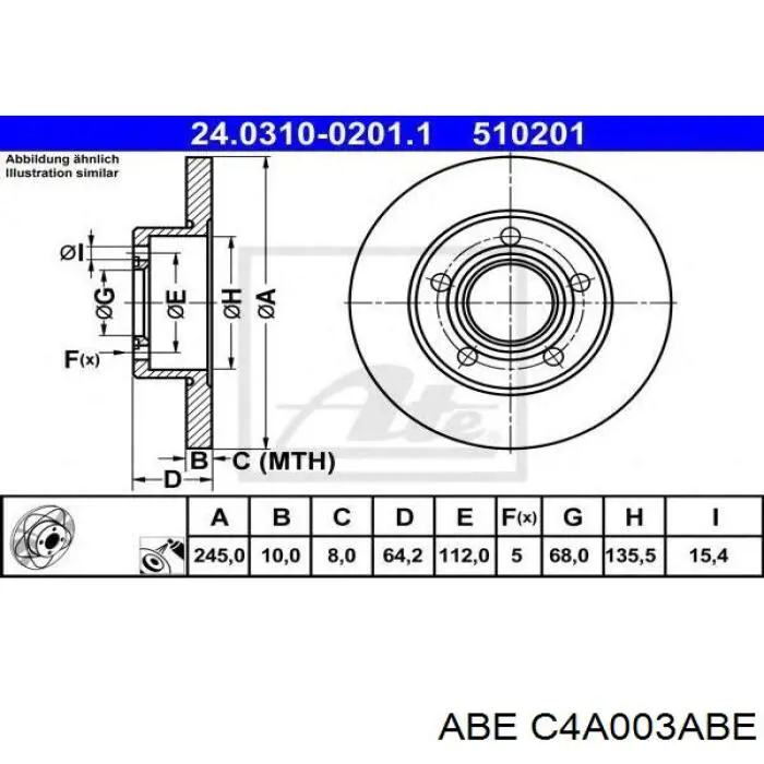 Купити C4A003ABE ABE Диск заднього гальма
