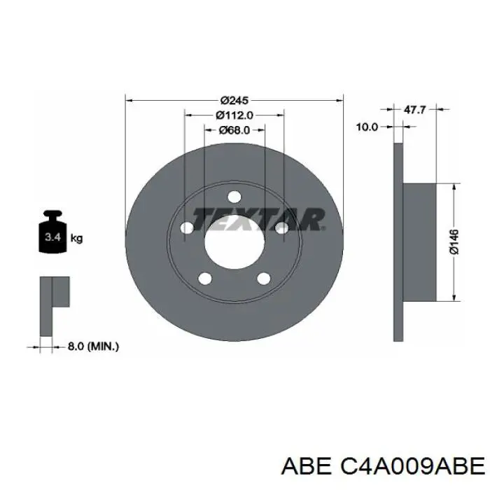 Диск гальмівний задній C4A009ABE ABE