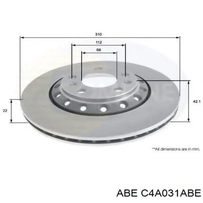 Диск гальмівний передній ABE C4A031ABE