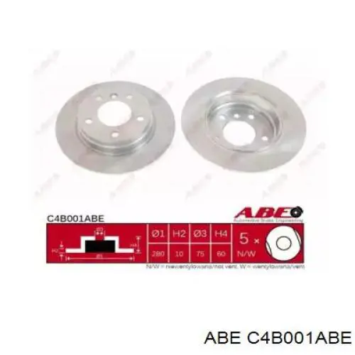 C4B001ABE ABE диск гальмівний задній