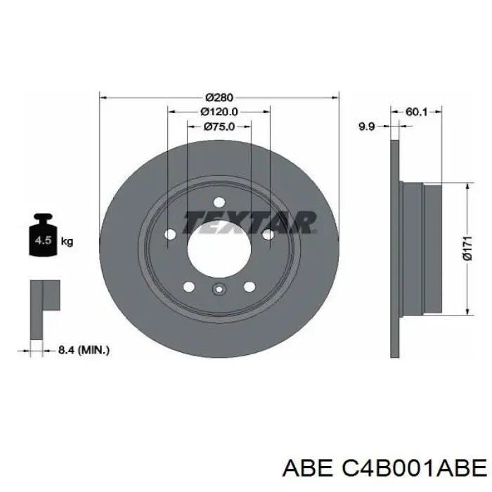 Купити C4B001ABE ABE Диск заднього гальма