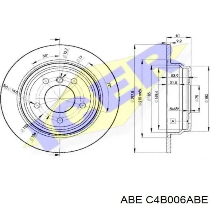 Купити C4B006ABE ABE Диск заднього гальма