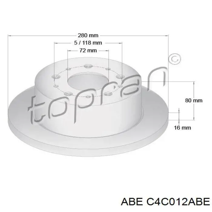C4C012ABE ABE диск гальмівний задній