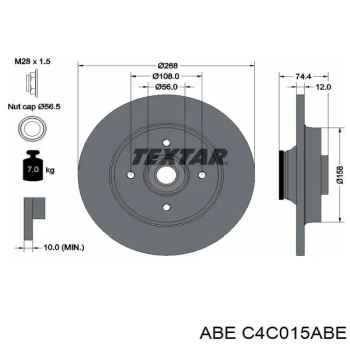 C4C015ABE ABE диск гальмівний задній