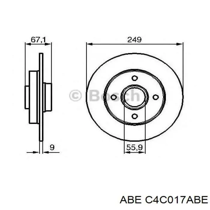 C4C017ABE ABE диск гальмівний задній