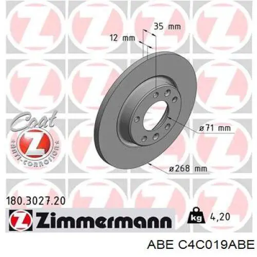Диск гальмівний задній ABE C4C019ABE
