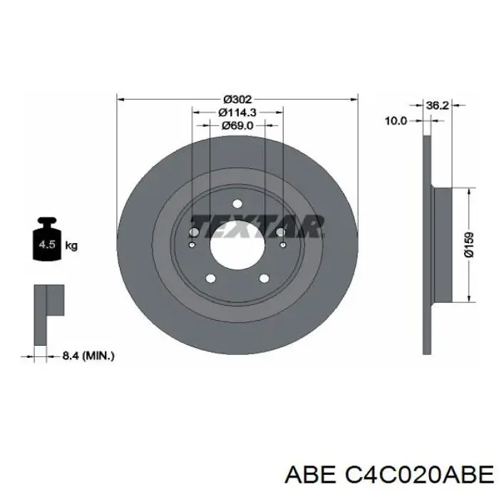 Купити C4C020ABE ABE Диск заднього гальма