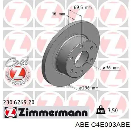 Диск гальмівний задній ABE C4E003ABE