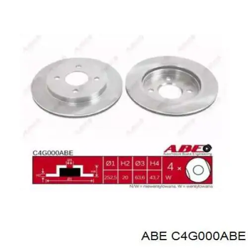 C4G000ABE ABE диск гальмівний задній