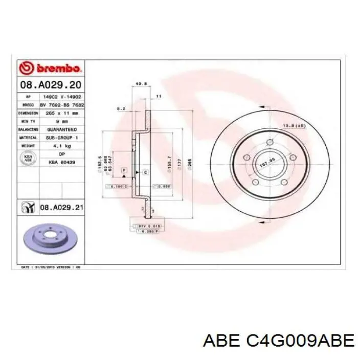 Диск гальмівний задній ABE C4G009ABE