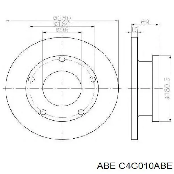 Задні дискові гальма ABE C4G010ABE ціна, від 42.61 USD