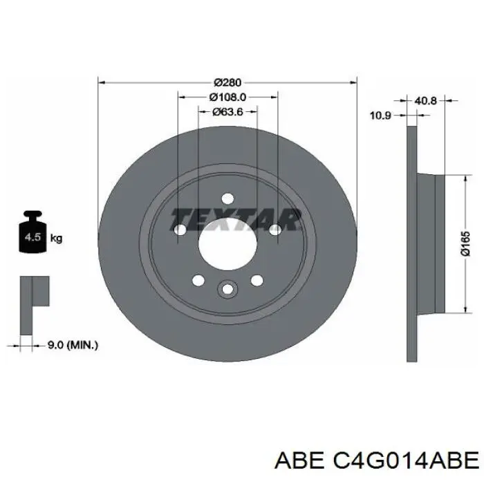 C4G014ABE ABE диск гальмівний задній