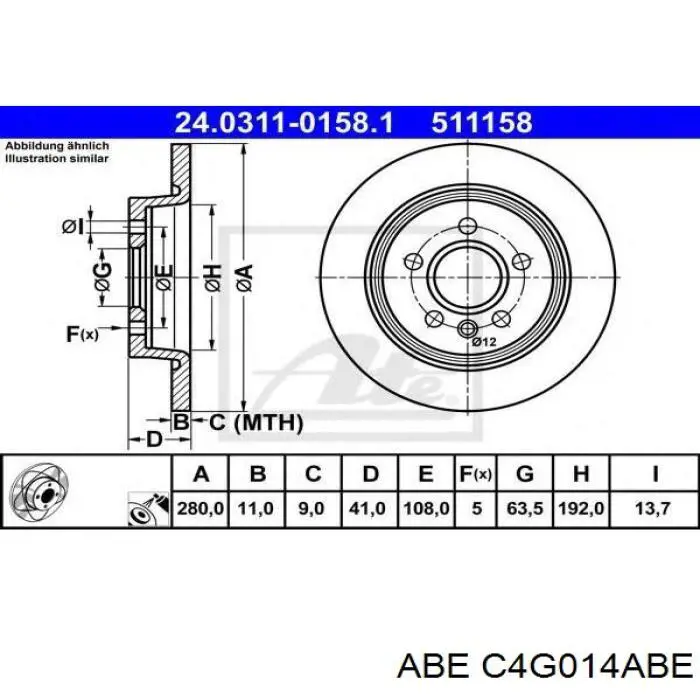 Купити C4G014ABE ABE Диск заднього гальма