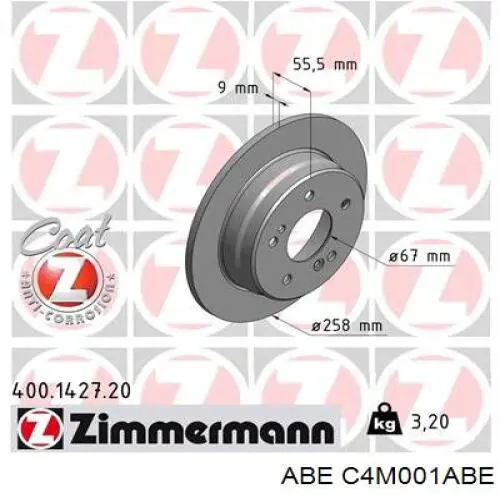 Диск гальмівний задній C4M001ABE ABE