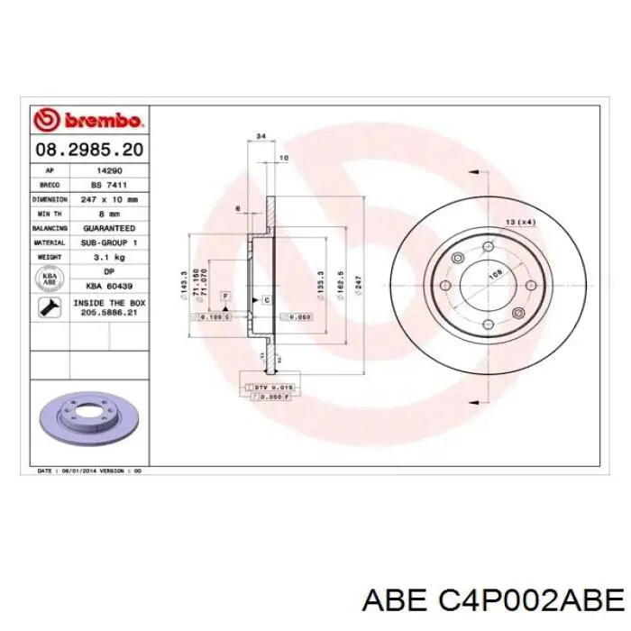 Гальмівні диски C4P002ABE ABE