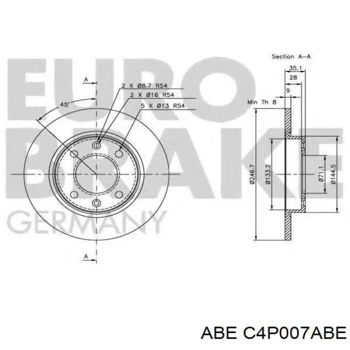 Задні дискові гальма ABE C4P007ABE ціна, від 16.70 USD