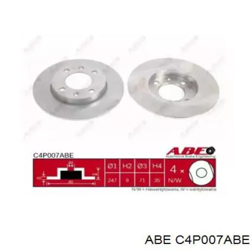Купити C4P007ABE ABE Диск заднього гальма