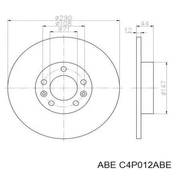 Диск гальмівний задній ABE C4P012ABE