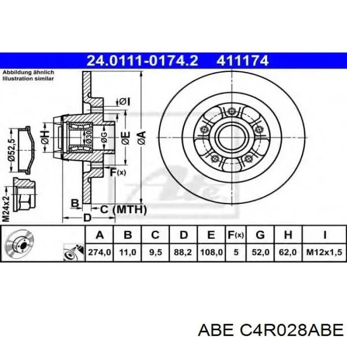 Диск гальмівний задній ABE C4R028ABE