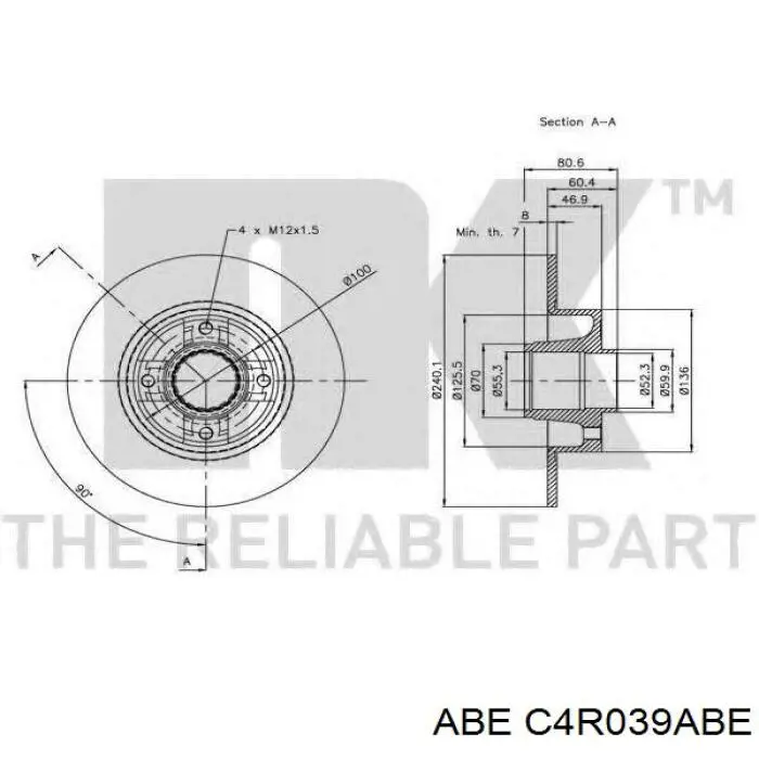 Диск гальмівний задній ABE C4R039ABE