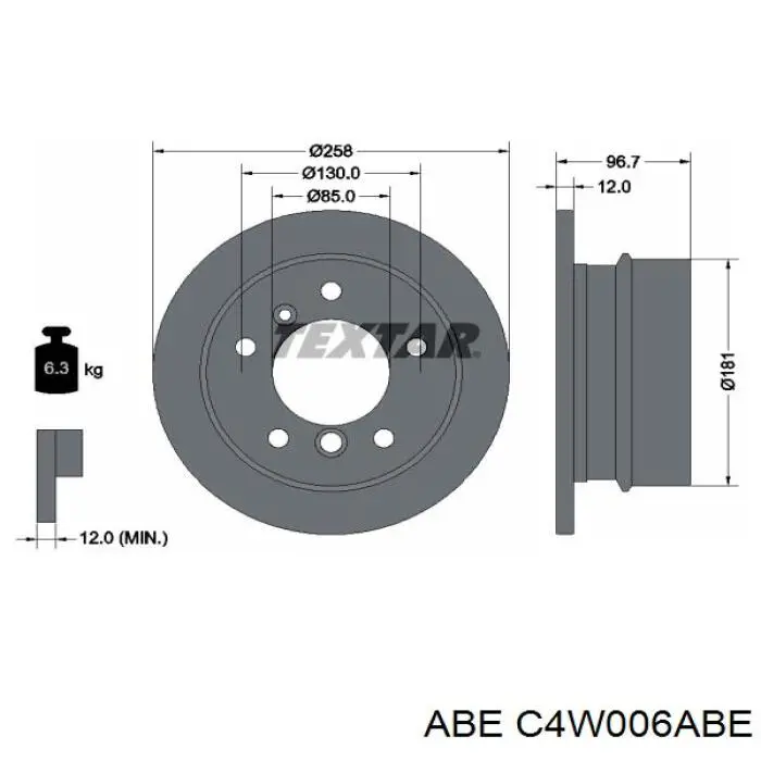Диск гальмівний задній ABE C4W006ABE