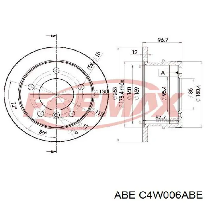 C4W006ABE ABE диск гальмівний задній