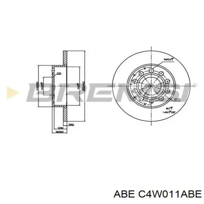 Диск гальмівний задній ABE C4W011ABE