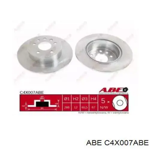 Диск гальмівний задній ABE C4X007ABE