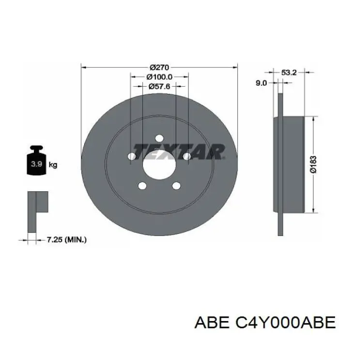 Диск гальмівний задній ABE C4Y000ABE