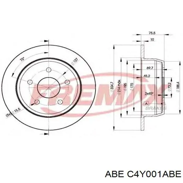 Купити C4Y001ABE ABE Диск заднього гальма