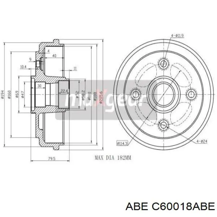 C60018ABE ABE Барабан гальмівний задній