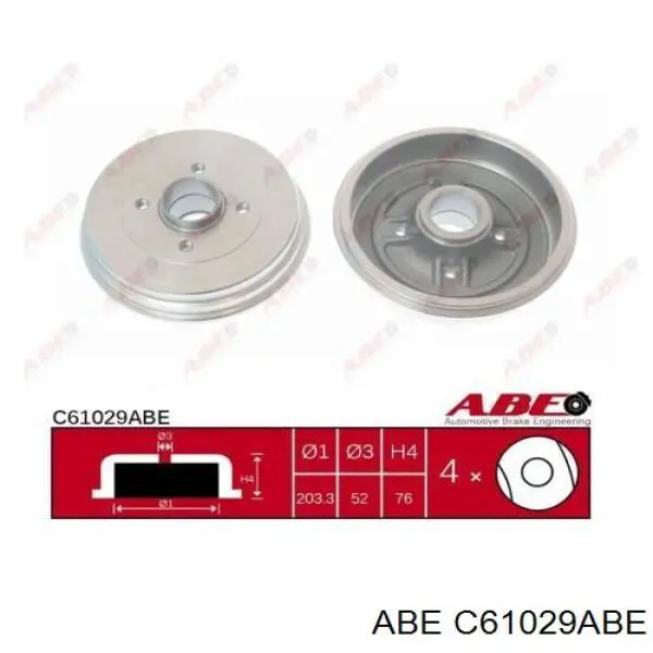 Барабан гальмівний задній ABE C61029ABE ціна, від 32.62 USD