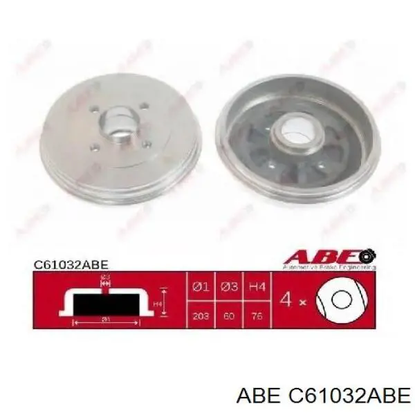 Купити C61032ABE ABE Барабан гальмівний задній