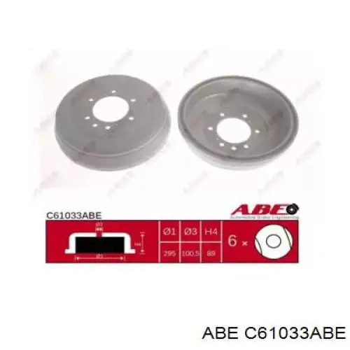 Барабан гальмівний задній ABE C61033ABE ціна, від 52.35 USD