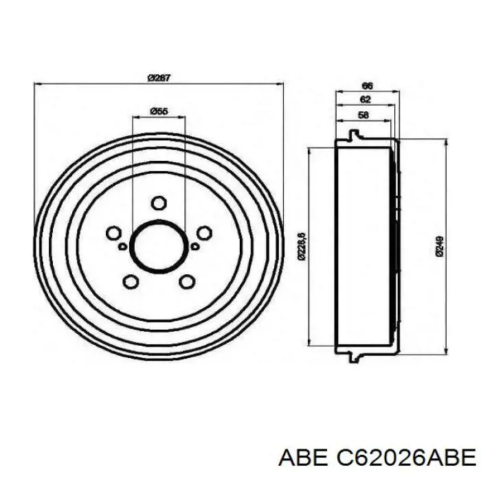 Барабан гальмівний задній ABE C62026ABE