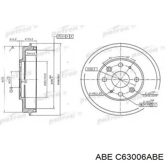 Купити C63006ABE ABE Барабан гальмівний задній
