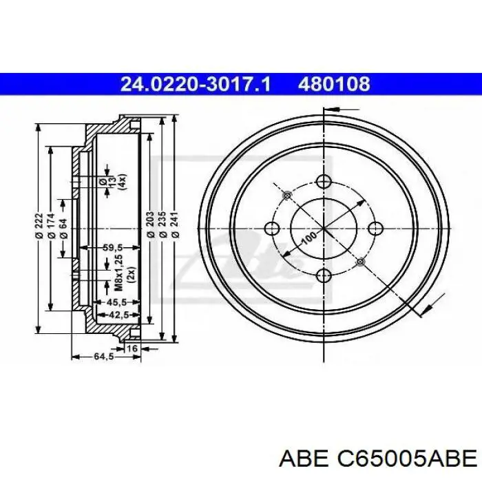 C65005ABE ABE барабан гальмівний задній