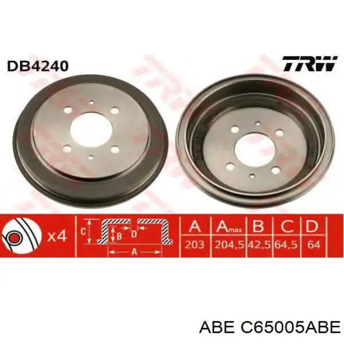 Купити C65005ABE ABE Барабан гальмівний задній