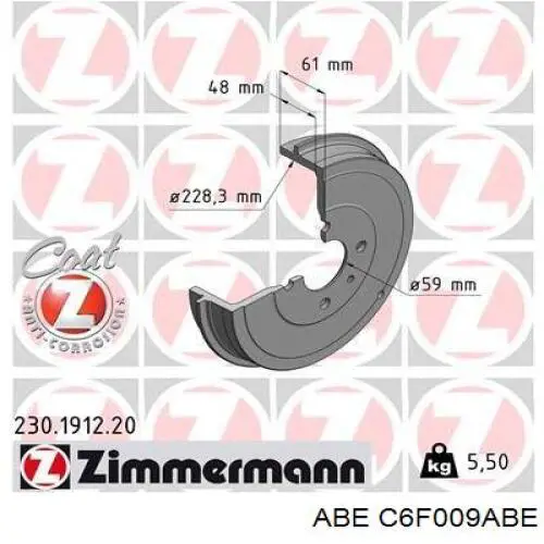 Купити C6F009ABE ABE Барабан гальмівний задній