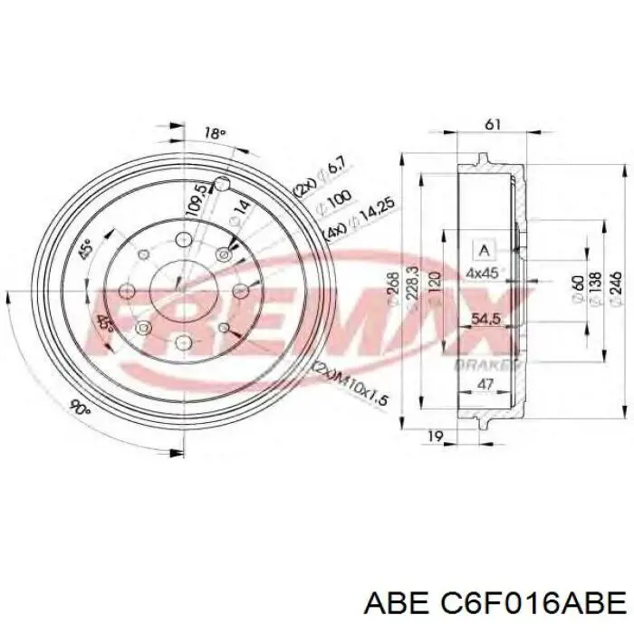 C6F016ABE ABE Барабан гальмівний задній