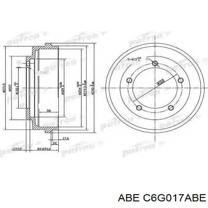 Барабан гальмівний задній ABE C6G017ABE