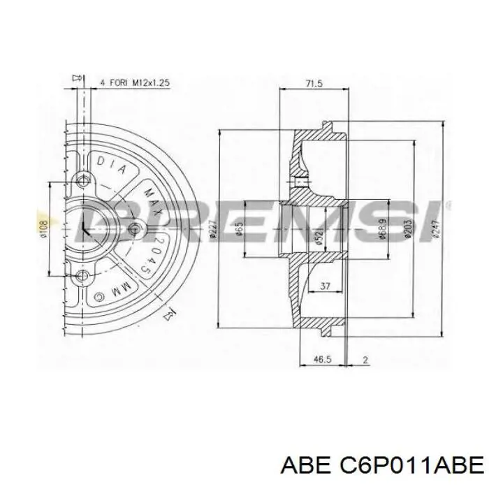 C6P011ABE ABE Барабан гальмівний задній