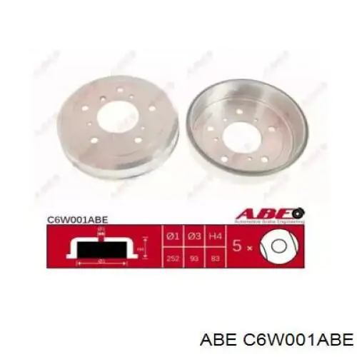 Барабан гальмівний задній ABE C6W001ABE