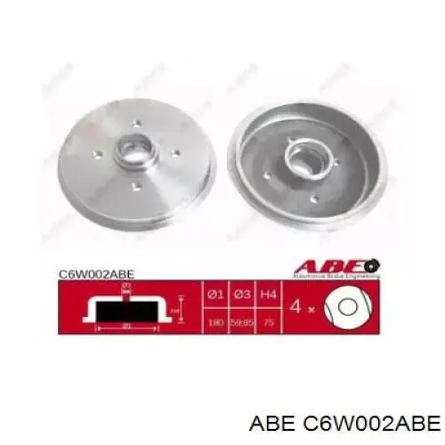 Барабан гальмівний задній ABE C6W002ABE