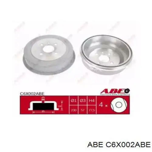 Барабан гальмівний задній ABE C6X002ABE ціна, від 31.67 USD